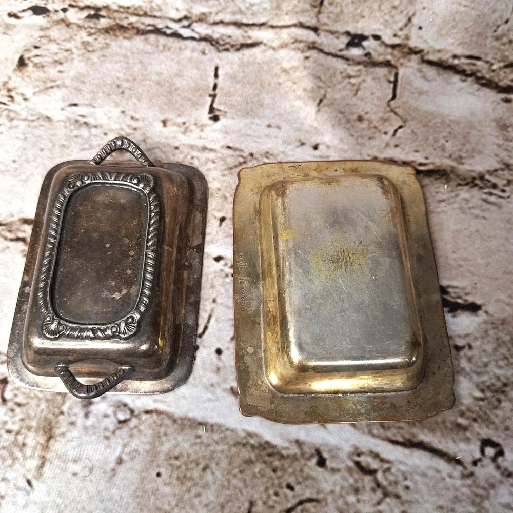 Antique Abercrombie & Fitch Silver Plated Butter Dish Marvelous Aged Patina